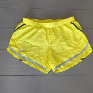 Under Armour UA Women's Fly By Heat Gear Neon Yellow Running Shorts Size Small S